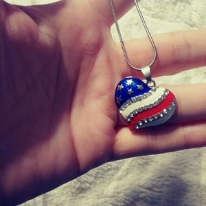 Red, white&blue heart shaped necklace